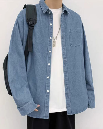 Korean-Style Loose Fit Denim Shirt