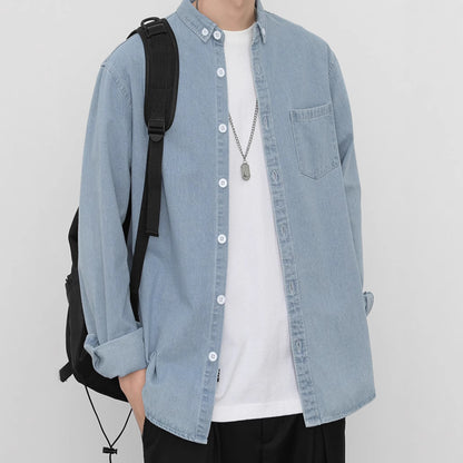 Korean-Style Loose Fit Denim Shirt