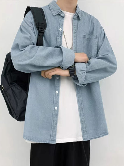 Korean-Style Loose Fit Denim Shirt