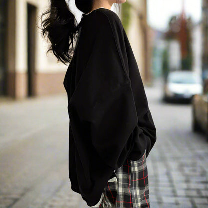 Korean Style Loose-Fit Layered Cotton Sweatshirt