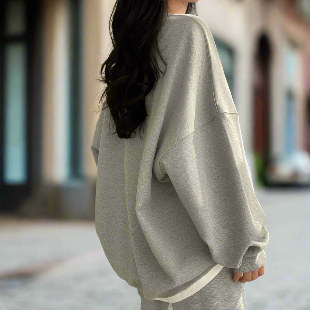 Korean Style Loose-Fit Layered Cotton Sweatshirt