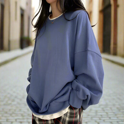 Korean Style Loose-Fit Layered Cotton Sweatshirt