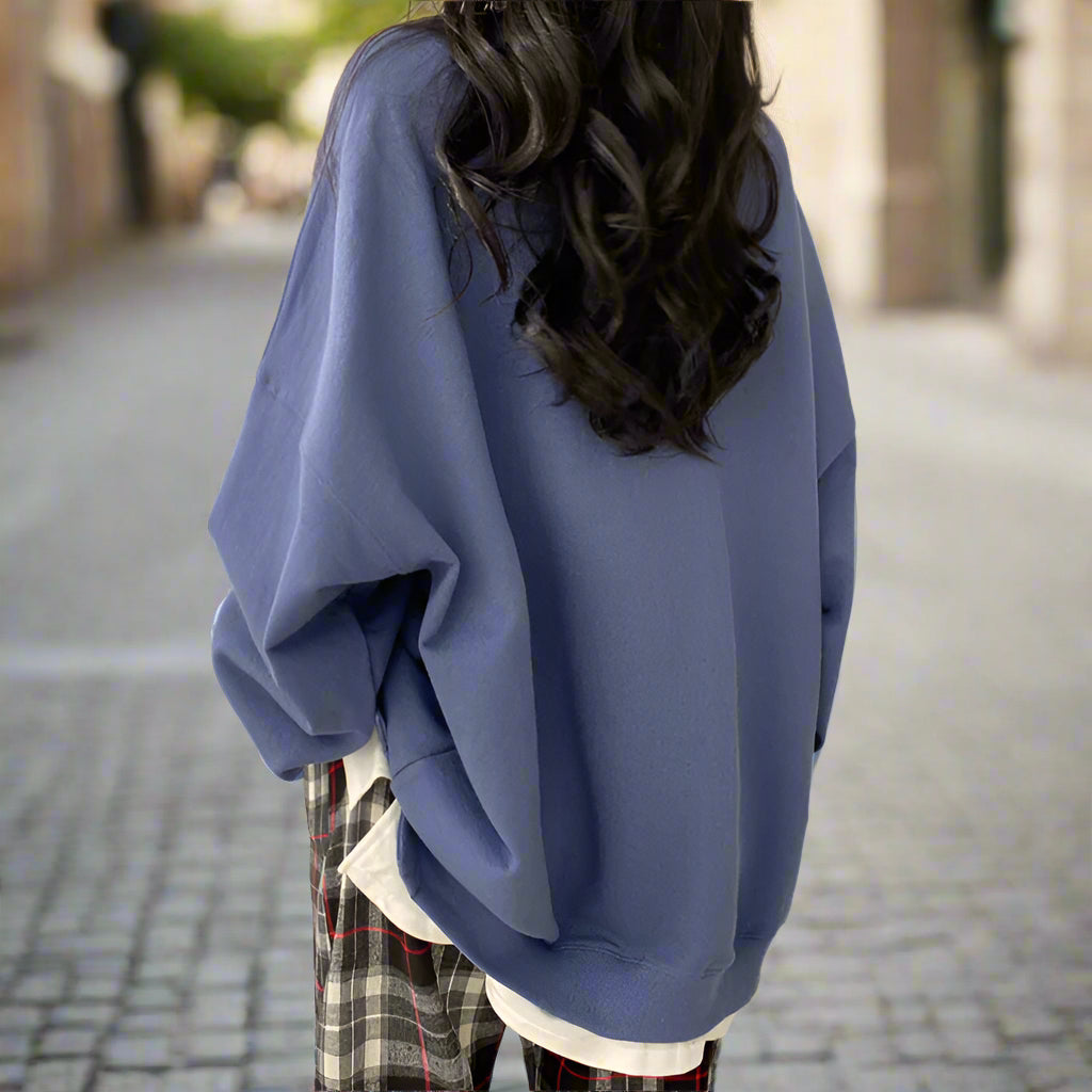 Korean Style Loose-Fit Layered Cotton Sweatshirt