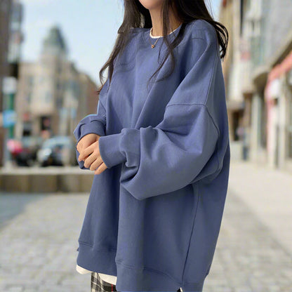Korean Style Loose-Fit Layered Cotton Sweatshirt