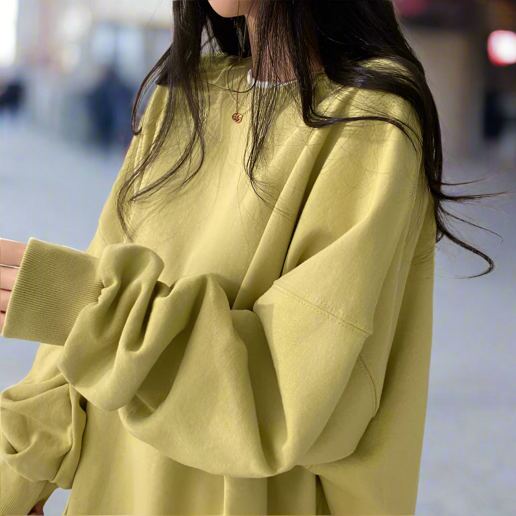 Korean Style Loose-Fit Layered Cotton Sweatshirt