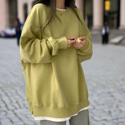 Korean Style Loose-Fit Layered Cotton Sweatshirt