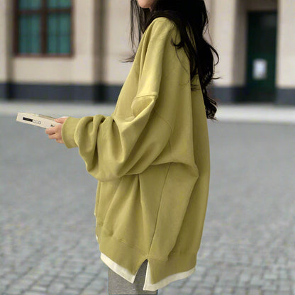 Korean Style Loose-Fit Layered Cotton Sweatshirt