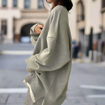 Korean Style Loose-Fit Layered Cotton Sweatshirt