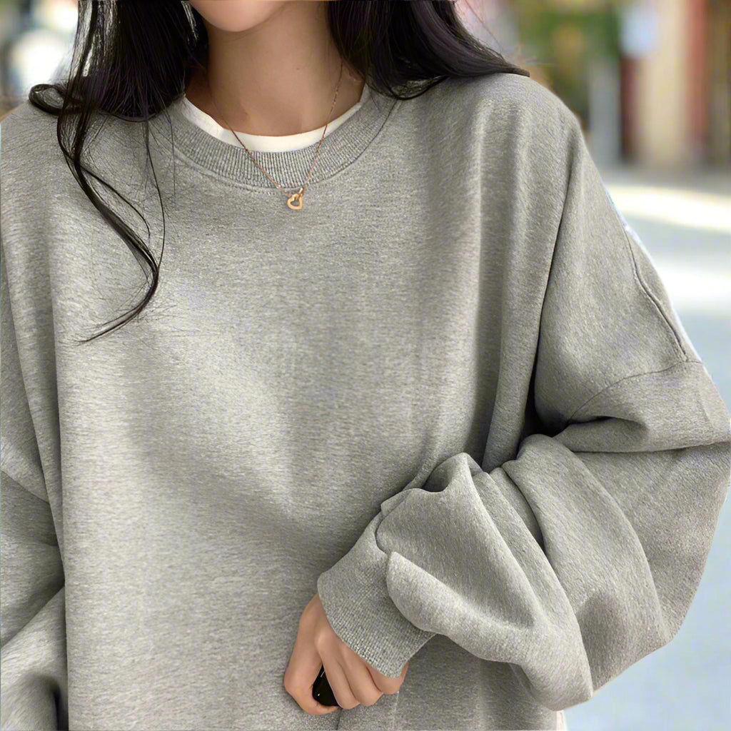 Korean Style Loose-Fit Layered Cotton Sweatshirt