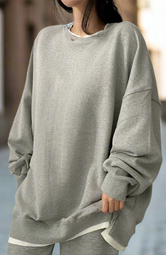 Korean Style Loose-Fit Layered Cotton Sweatshirt