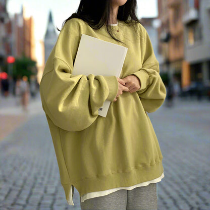 Korean Style Loose-Fit Layered Cotton Sweatshirt