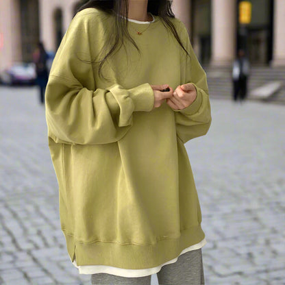 Korean Style Loose-Fit Layered Cotton Sweatshirt