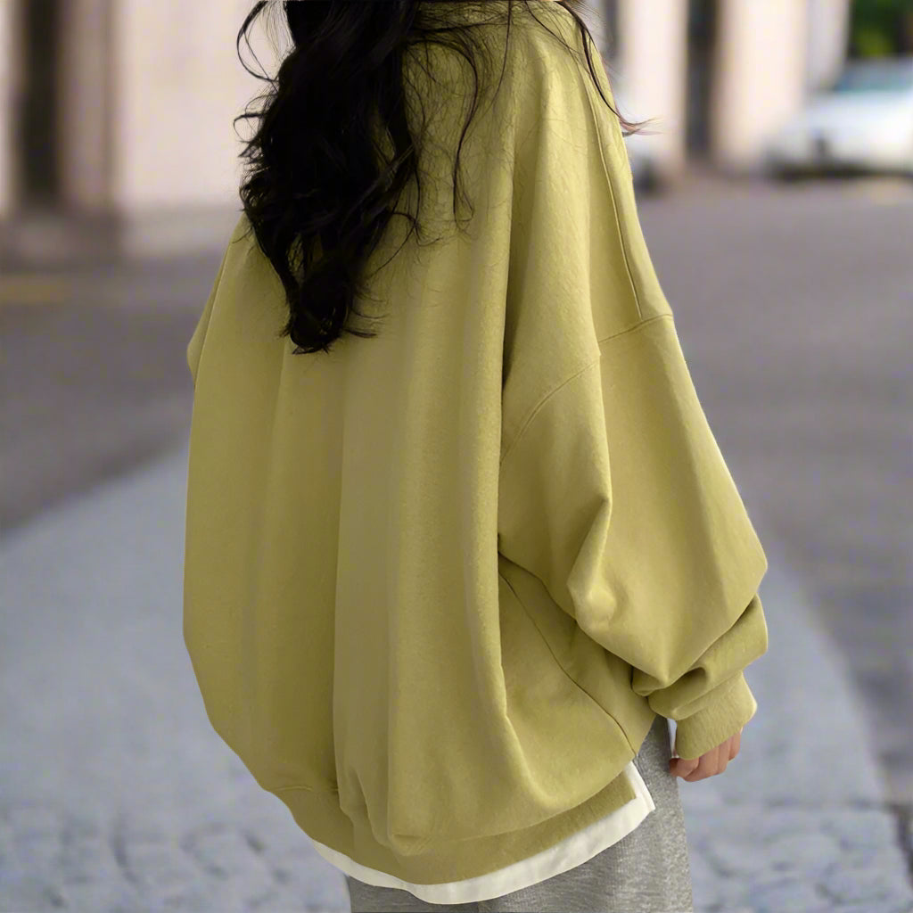 Korean Style Loose-Fit Layered Cotton Sweatshirt