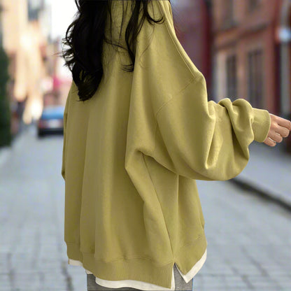 Korean Style Loose-Fit Layered Cotton Sweatshirt