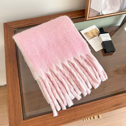 Korean-Style Tassel Knit Scarf - Versatile Warm Shawl & Neck Warmer