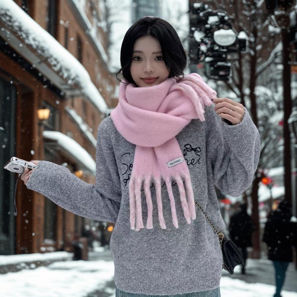 Korean-Style Tassel Knit Scarf - Versatile Warm Shawl & Neck Warmer