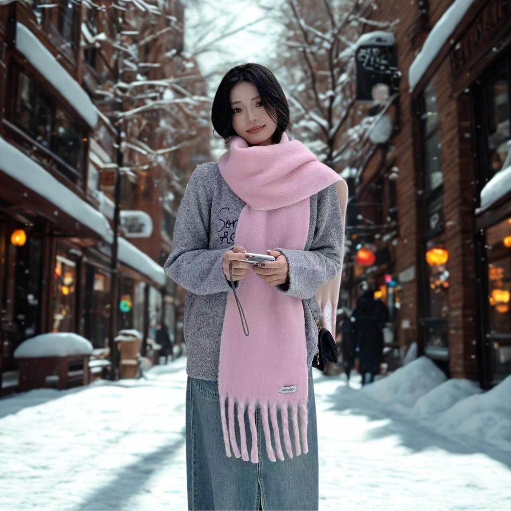 Korean-Style Tassel Knit Scarf - Versatile Warm Shawl & Neck Warmer