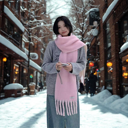 Korean-Style Tassel Knit Scarf - Versatile Warm Shawl & Neck Warmer