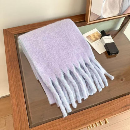 Korean-Style Tassel Knit Scarf - Versatile Warm Shawl & Neck Warmer