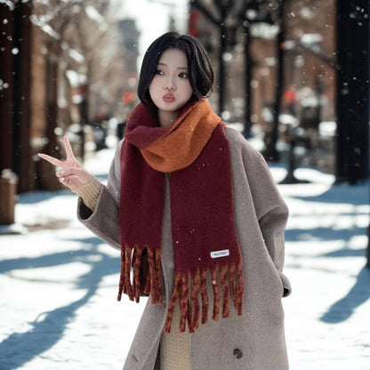 Korean-Style Tassel Knit Scarf - Versatile Warm Shawl & Neck Warmer