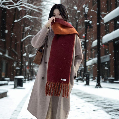 Korean-Style Tassel Knit Scarf - Versatile Warm Shawl & Neck Warmer