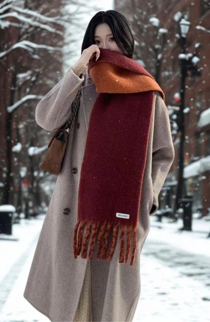 Korean-Style Tassel Knit Scarf - Versatile Warm Shawl & Neck Warmer