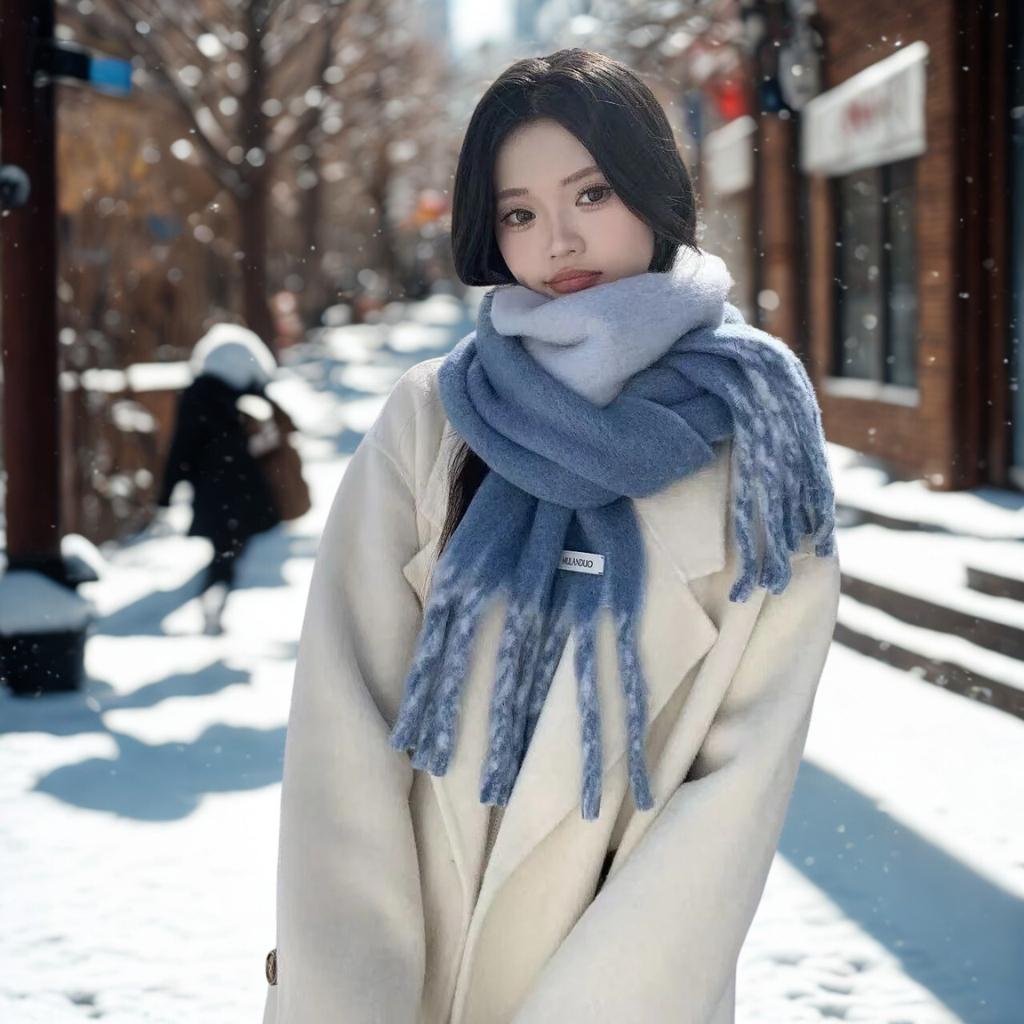 Korean-Style Tassel Knit Scarf - Versatile Warm Shawl & Neck Warmer