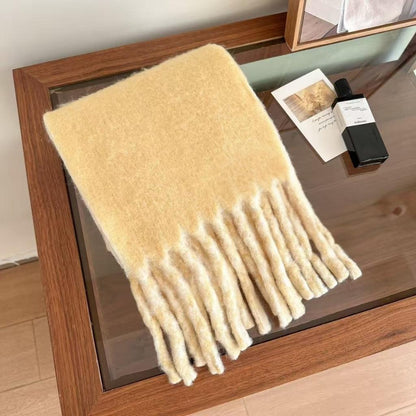 Korean-Style Tassel Knit Scarf - Versatile Warm Shawl & Neck Warmer