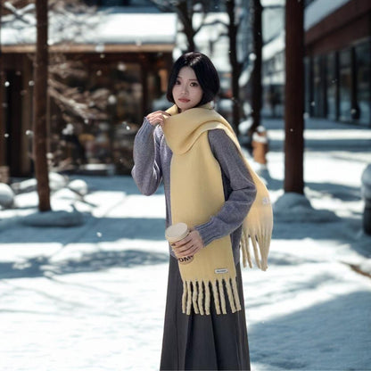 Korean-Style Tassel Knit Scarf - Versatile Warm Shawl & Neck Warmer