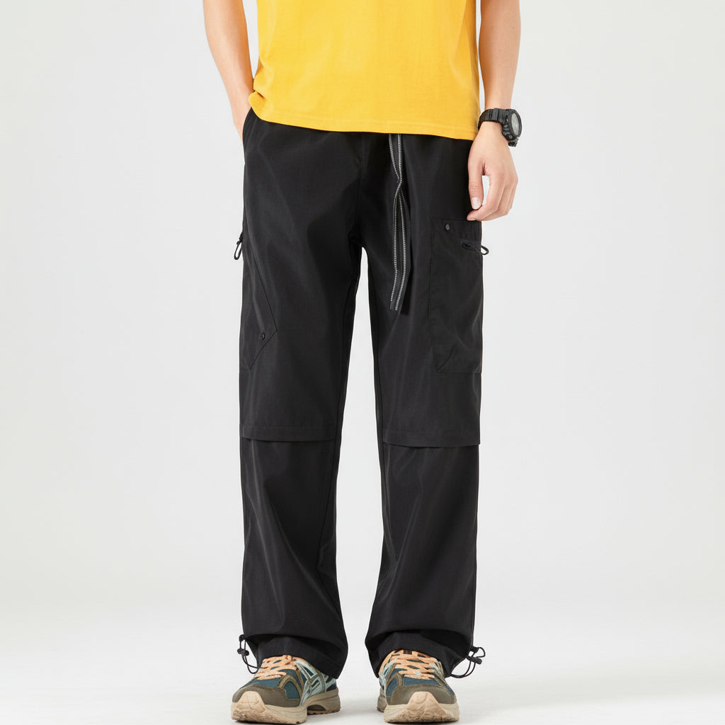 Mens All-Season Functional Cargo Pants | Loose-Fit Straight-Leg Outdoor Trousers