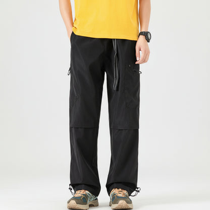 Mens All-Season Functional Cargo Pants | Loose-Fit Straight-Leg Outdoor Trousers