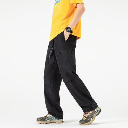 Mens All-Season Functional Cargo Pants | Loose-Fit Straight-Leg Outdoor Trousers