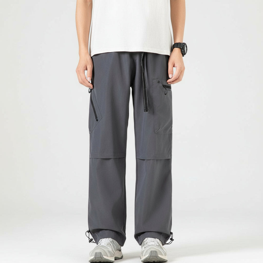 Mens All-Season Functional Cargo Pants | Loose-Fit Straight-Leg Outdoor Trousers