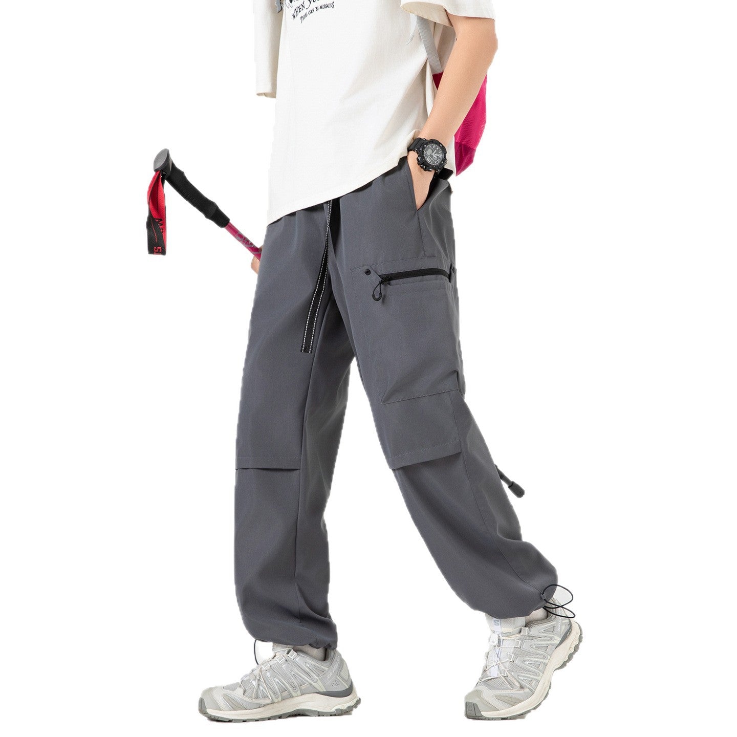 Mens All-Season Functional Cargo Pants | Loose-Fit Straight-Leg Outdoor Trousers