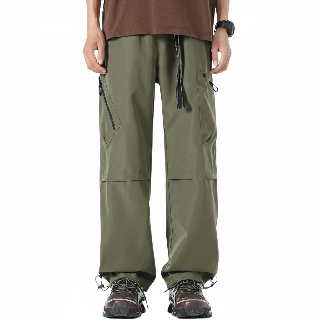 Mens All-Season Functional Cargo Pants | Loose-Fit Straight-Leg Outdoor Trousers