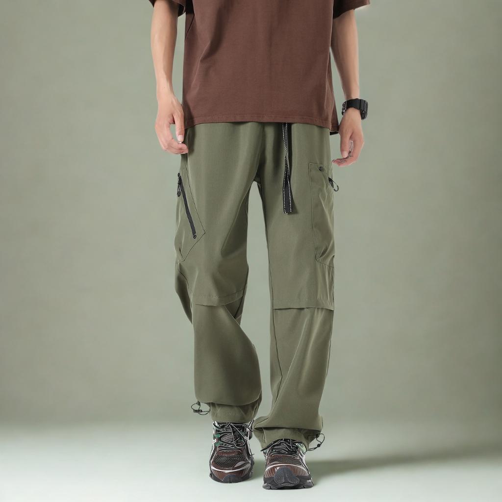 Mens All-Season Functional Cargo Pants | Loose-Fit Straight-Leg Outdoor Trousers