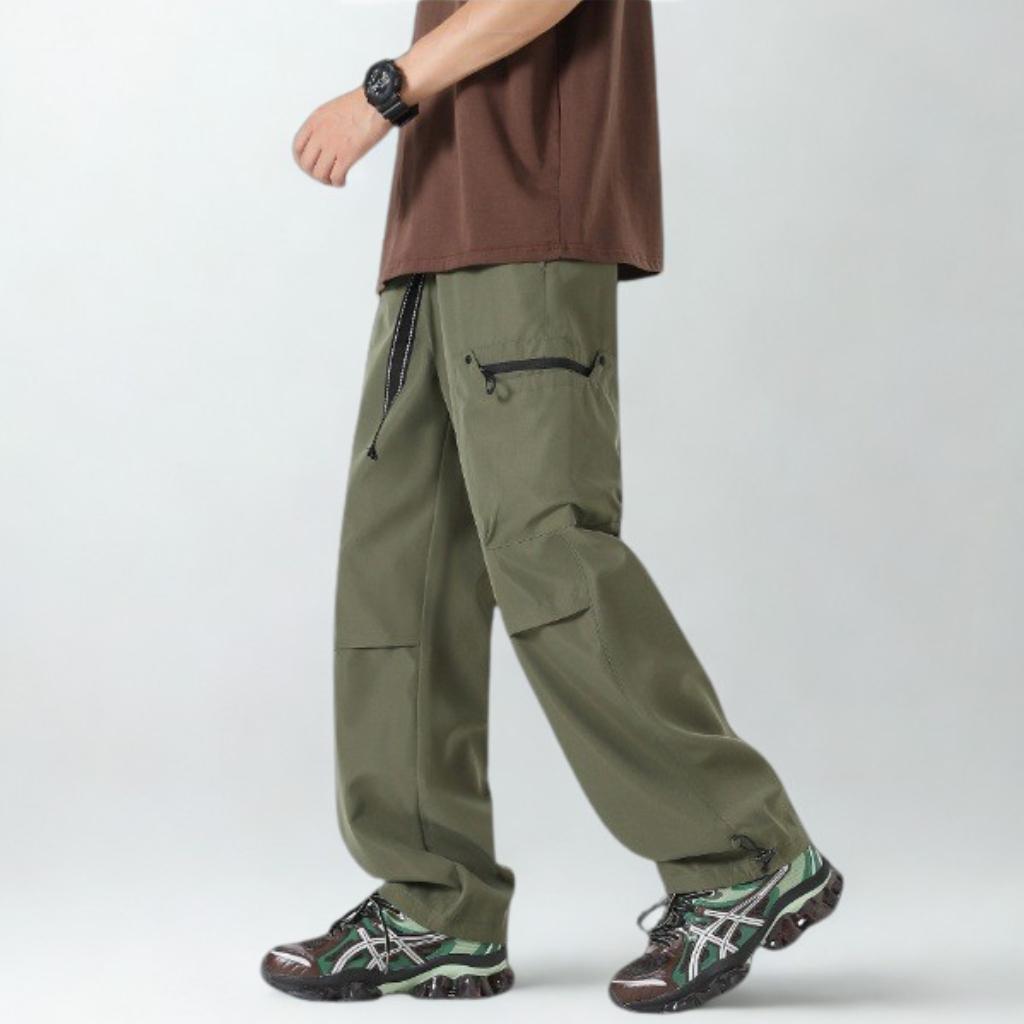 Mens All-Season Functional Cargo Pants | Loose-Fit Straight-Leg Outdoor Trousers