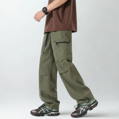 Mens All-Season Functional Cargo Pants | Loose-Fit Straight-Leg Outdoor Trousers