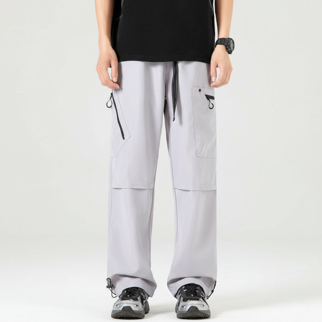 Mens All-Season Functional Cargo Pants | Loose-Fit Straight-Leg Outdoor Trousers
