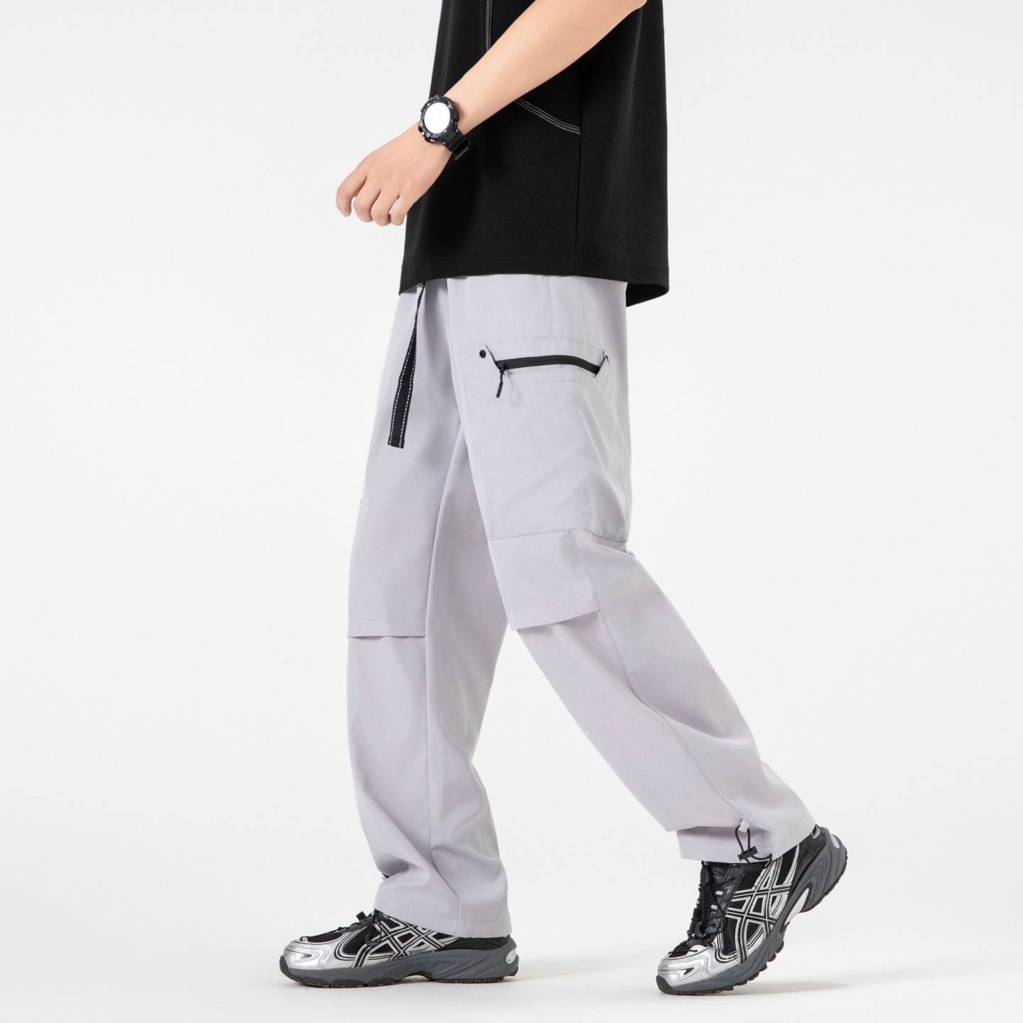 Mens All-Season Functional Cargo Pants | Loose-Fit Straight-Leg Outdoor Trousers