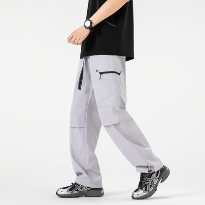 Mens All-Season Functional Cargo Pants | Loose-Fit Straight-Leg Outdoor Trousers