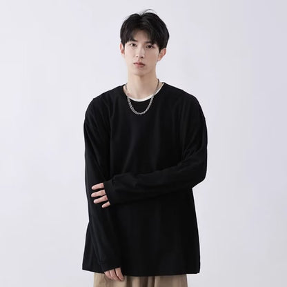 Oversize style threaded crew neck long sleeve autumn commuter top