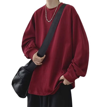 Oversize style threaded crew neck long sleeve autumn commuter top