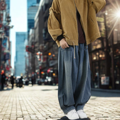 Relaxed Fit High-Waist Harem Jeans | Casual Tapered Denim Trousers