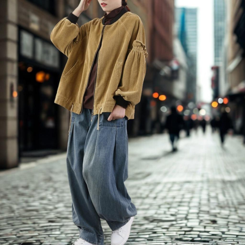 Relaxed Fit High-Waist Harem Jeans | Casual Tapered Denim Trousers