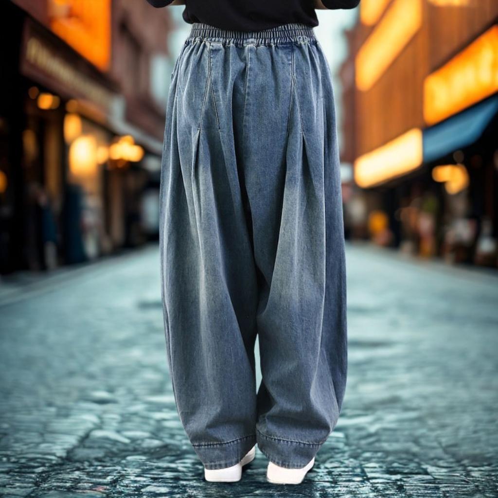 Relaxed Fit High-Waist Harem Jeans | Casual Tapered Denim Trousers