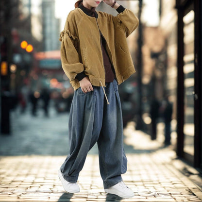Relaxed Fit High-Waist Harem Jeans | Casual Tapered Denim Trousers