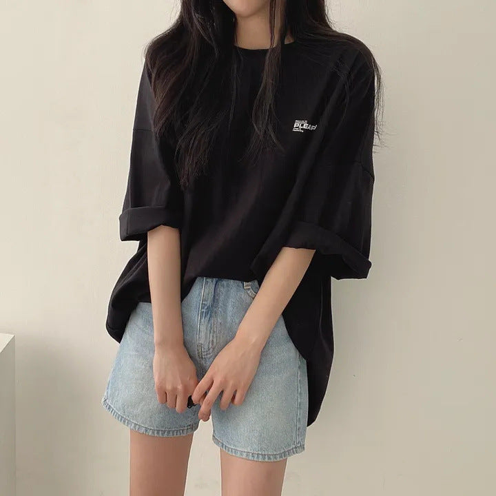 Relaxed Fit Mid-Length Streetwear T-Shirt | 100% Cotton Minimalist Tunic Top