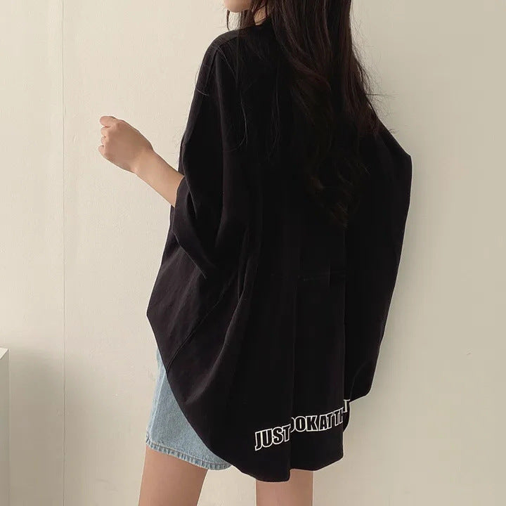 Relaxed Fit Mid-Length Streetwear T-Shirt | 100% Cotton Minimalist Tunic Top