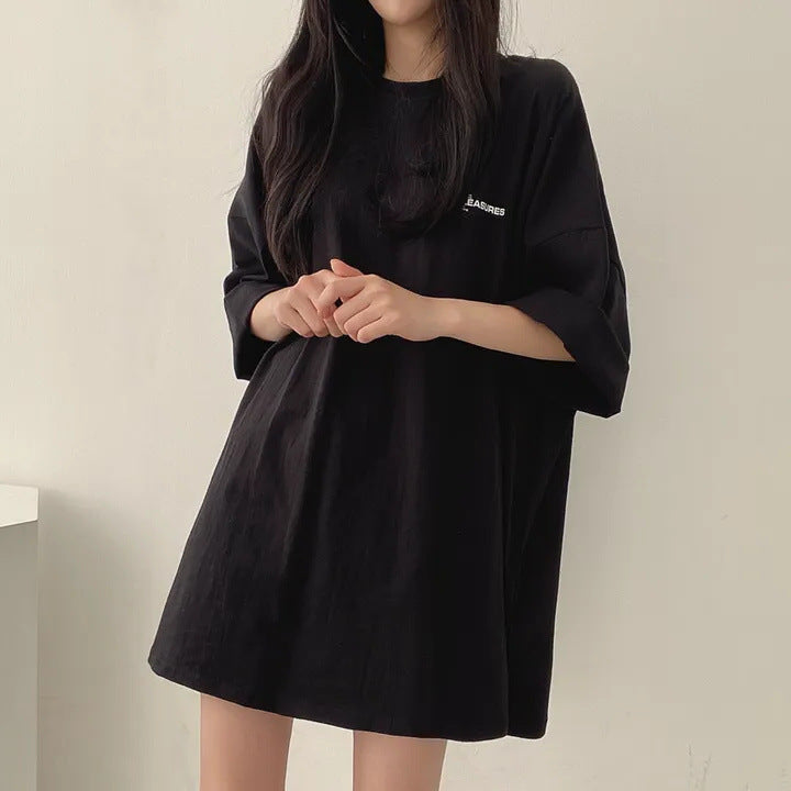 Relaxed Fit Mid-Length Streetwear T-Shirt | 100% Cotton Minimalist Tunic Top